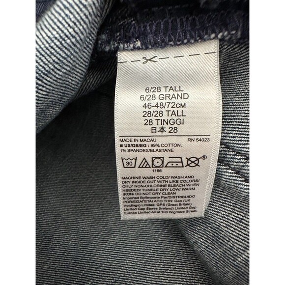 GAP High Rise Wide Leg Button Fly Indigo Blue Jeans Cotton Women's 28T 28 Tall - Picture 8 of 9